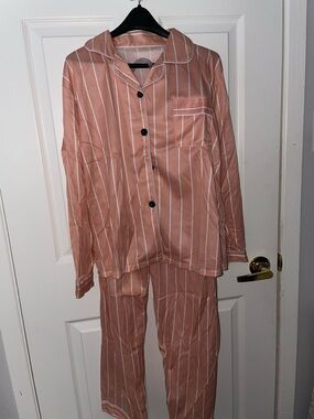 Blush Striped Two-Piece Pajama Set with Button-Front